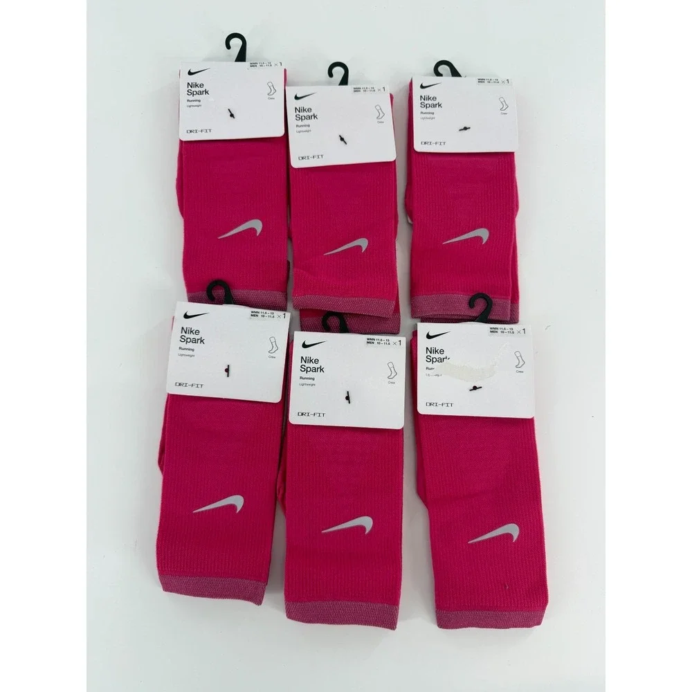 6 Pairs Nike Spark Crew Lightweight Running‎ Socks Pink Mens 10-11.5 DA3584-667